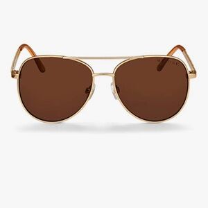 Mestige Kendra Aviator Sunglasses with pearl detail , Goldtone & Brown